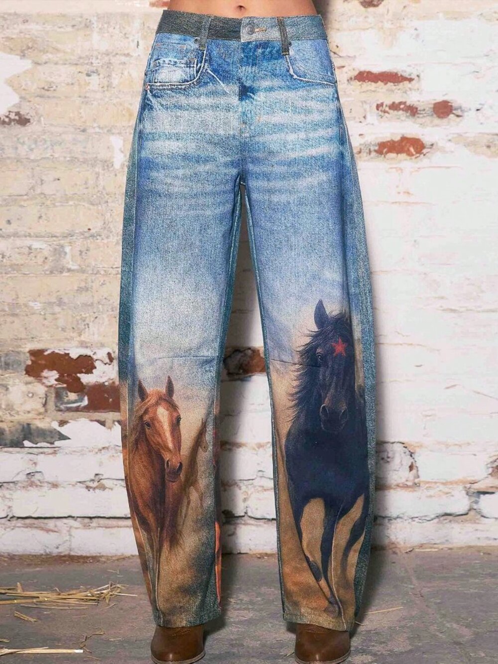 Blue Casual Women's Straight-Leg Denim Pants - Picture 6 of 7